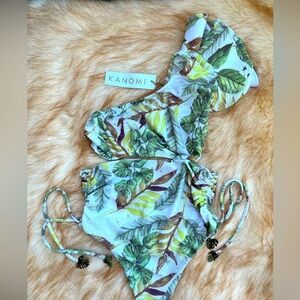 KANOMI Bikini 👙 One shoulder Top bottom matching set SzM high waisted swimsuit